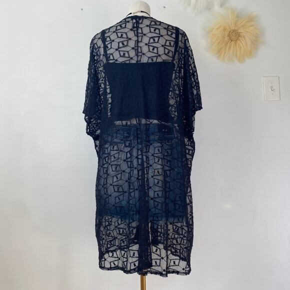 Torrid Womens Black Sheer Mesh Open Cardigan Size 0 Large Whimsigoth Witchy Goth - Picture 4 of 9